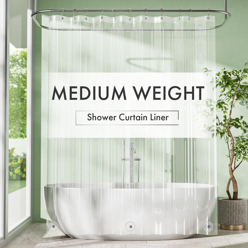 Amazer Extra Long Shower Curtain Liner, 72 x 96 Clear Plastic Shower Liner PEVA Waterproof Medium Weight Shower Curtains for Bathroom with Magnets and Grommets - Image 1